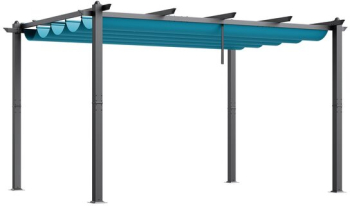 Pavilion cu acoperis retractabil 2.96 x 3.95 x 2.3 m impermeabilizare superioara si protectie solara UV50+ Aluminiu/Poliester