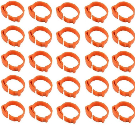 Set 100 inele ajustabile pentru pasari Plastic Portocaliu 