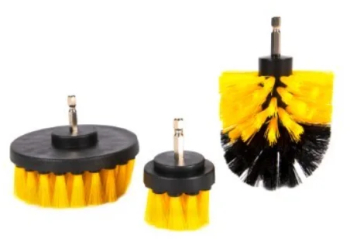 Set 3 Perii de Curatare 5cm 8 5cm 10cm cu Adaptor 1/4& pentru Bormasina sau Autofiletanta Galben cu Negru 