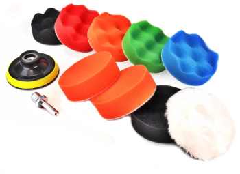 Set complet polish auto 8 bureti cu diametru 80mm disc cu blana disc cu velcro si adaptor M14 