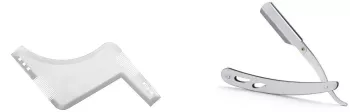 Set profesional pieptene / sablon transparent contur barba & mustata + Brici profesional pentru barbierit si 