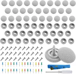 Set Reparatie Plafon Auto cu 30 Butoni pentru Tapiserie - Gri 