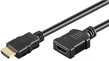 Cablu HDMI v2.0 soclu - HDMI v2.0 mufa 1m 4K60Hz HDCP 2.2 High Speed Ultra HD Ethernet negru Goobay 61307 