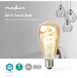 Bec Wi-Fi Smart LED cu filament E27 ST64 5.5W 350lm 1800-6500K Nedis 
