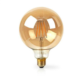 Bec Wi-Fi Smart LED cu filament Nedis E27 125mm 5W 500lm 2700K auriu 