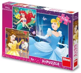 Puzzle Printesele Vesele 3x55 piese - DINO TOYS 