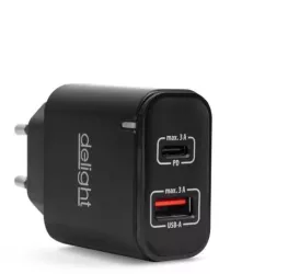 Adaptor de retea USB QC3.0 + USB Type C PD 20W cu incarcare rapida negru Delight 55047BK 