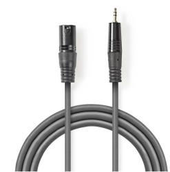 Cablu audio XLR 3-Pin tata - 3.5mm Jack tata 3m gri Nedis 