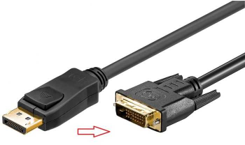 Cablu DisplayPort - DVI-D 24+1 FULL HD 1080p 1.8m contacte aurite negru 