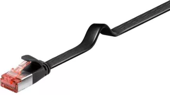 Cablu plat CAT6 FTP RJ45-RJ45 1m cupru 250MHz negru Goobay 94231