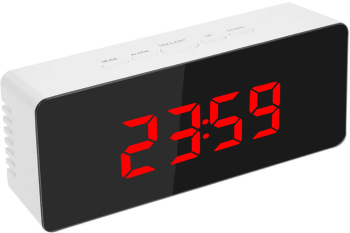 Ceas Digital Led cu Oglinda MRG M1162 De Birou Termometru si Alarma Iluminare Continua Afisaj 12/24 h USB Afisaj Rosu 