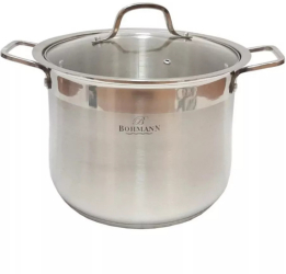 Oala adanca Bohmann BH 2621 26 cm 11 5 l capac din sticla inductie otel inoxidabil 