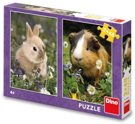 Puzzle Iepurasul si Porcusorul de Guinea 2x48 piese - DINO TOYS 