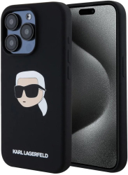 Husa pentru iPhone 15 Pro - Karl Lagerfeld Silicone MagSafe KLHMP15LSKHPPLK - Karls Head 