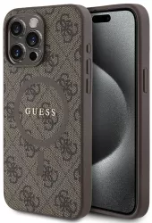 Husa pentru iPhone 15 Pro Max - Guess 4G Collection Leather MagSafe GUHMP15XG4GFRW - Brown 