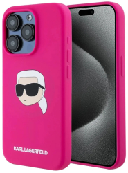 Husa pentru iPhone 15 Pro Max - Karl Lagerfeld Silicone MagSafe KLHMP15XSKHPPLF - Fuchsia Karls Head 