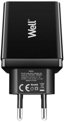 Incarcator retea Well 1x USB-A QC3.0 18W negru PSUP-USB-WQ11802BK-WL 