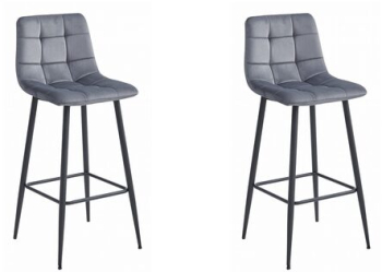 Set 2 scaune de bucatarie/bar Artool Arceto catifea otel gri si negru 43.5x32.5x104 cm 