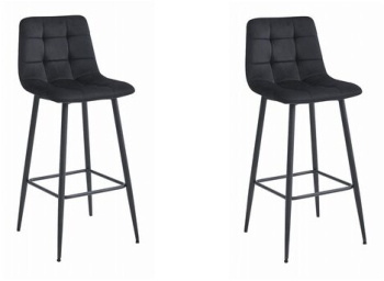 Set 2 scaune de bucatarie/bar Artool Arceto catifea otel negru 43.5x32.5x104 cm 