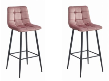 Set 2 scaune de bucatarie/bar Artool Arceto catifea otel roz si negru 43.5x32.5x104 cm 