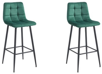 Set 2 scaune de bucatarie/bar Artool Arceto catifea otel verde si negru 43.5x32.5x104 cm 