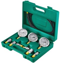 Set pentru testarea presiunii hidraulice 250/400/600 bar 3 manometre 6 cuplaje 3 furtunuri 1.6 m Otel Inoxidabil 