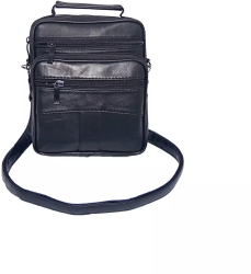 Borseta barbateasca pentru umar si mana din piele naturala neagra 19 x16 cm Magrot 24033 