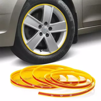 Inele de protectie si decor jante adezive din plastic flexibil - GALBEN 