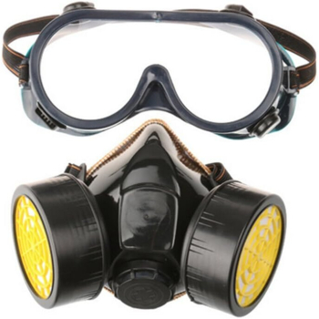 Set Masca de protectie cu Ochelari TPR Filtru din carbon Flexibil Negru / Galben 