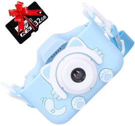 Aparat Foto Digital pentru Copii HD 1080P Display IPS cu Protectie pentru Ochi Cablu USB Ecran 2.0 inch 600 mAh Albastru 