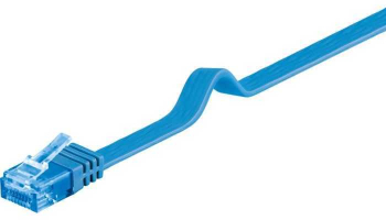 Cablu plat Cat6A UTP 1m 500MHz RJ45 cupru albastru Goobay 