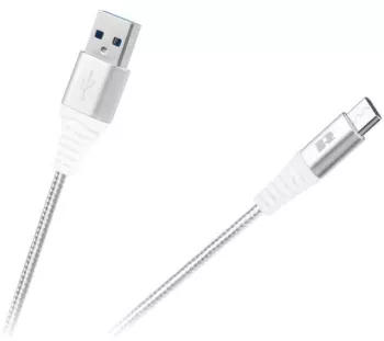 Cablu USB2.0 A - USB type C 0.5m alb panzat Rebel 