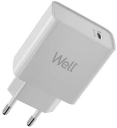 Incarcator retea 1x USB type C Apple 2.4A QC3.0 PD3.0 FCP AFC 20W alb Well 
