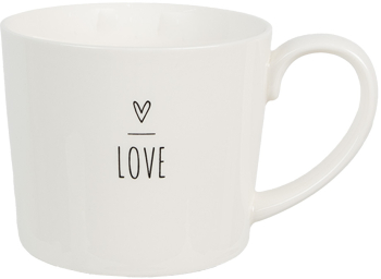 Set 2 cani ceramica neagra alba Love 12x8x7 cm 275 ml