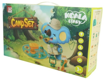 Set camping exterior/interior pentru copii covoras 18 ustensile de joaca +3 ani multicolor 
