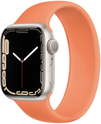 Bratara silicon portocalie tip solo loop marca THD pentru Apple Watch 41mm seria 7 si seria 8 marimea S lungime incheietura mana 158-177 m 
