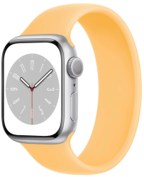 Bratara silicon tip solo loop marca THD pentru Apple Watch 41mm seria 8 marimea S lungime incheietura mana 158-177 mm galben sunglow 