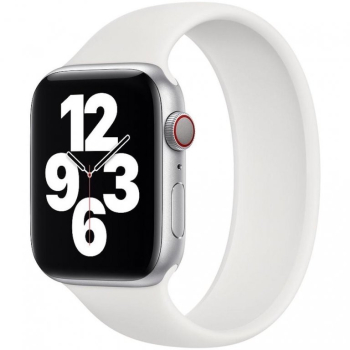 Bratara silicon tip solo loop marca THD pentru Apple Watch 41mm seria 8 marimea S lungime incheietura mana 158-177 mm alb 