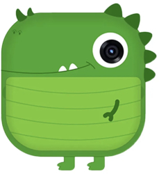 Camera foto-video pentru copii THD Pixels M2 imprimanta termica obiectiv frontal 18 megapixeli obiectiv selfie verde dinozaur 