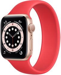 Curea din silicon rosu tip solo loop pentru Apple Watch 42/44/45 mm seriile 1 2 3 4 5 6 7 8 marimea M lungime incheietura mana 188-205 mm 