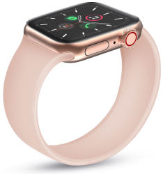 Curea din silicon roz pink sand tip solo loop pentru Apple Watch 38/40/41 mm seriile 1 2 3 4 5 6 7 8 marimea S lungime incheietura mana 15 