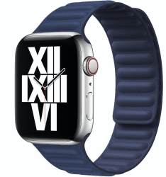 Curea leather link piele albastru baltic pentru Apple Watch 42/44/45 mm marime universala seriile 1 2 3 4 5 6 7 8 