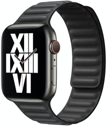 Curea leather link piele neagra pentru Apple Watch 42/44/45 mm marime universala seriile 1 2 3 4 5 6 7 8 