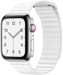 Curea leather loop piele alba pentru Apple Watch 42/44/45 mm marime universala seriile 1 2 3 4 5 6 7 8 