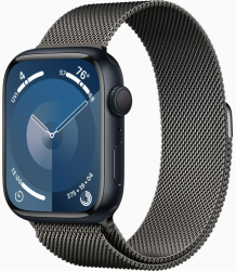 Curea metalica milanese marca THD compatibila Apple Watch 45 mm seria 9 Apple Watch SE 44 mm marime universala neagra 