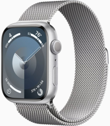 Curea metalica milanese marca THD compatibila Apple Watch 45 mm seria 9 Apple Watch SE 44 mm marime universala argintiu 