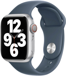 Curea silicon marca THD compatibila Apple Watch 45 mm seria 9 Apple Watch SE 44 mm marimea M/L albastru storm 