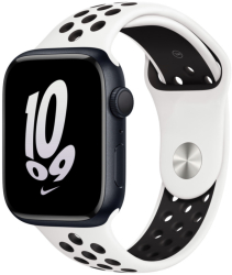 Curea sport alba cu orificii de ventilatie negre pentru Apple Watch 45 mm seria 8 si Apple Watch Ultra 49 mm marime universala 