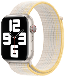 Curea textila sport loop marca THD pentru Apple Watch 45 mm seria 8 marime universala alb starlight