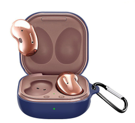 Husa pentru protectia castilor Samsung Galaxy Buds Live culoarea albastru marin cu carlig de prindere 